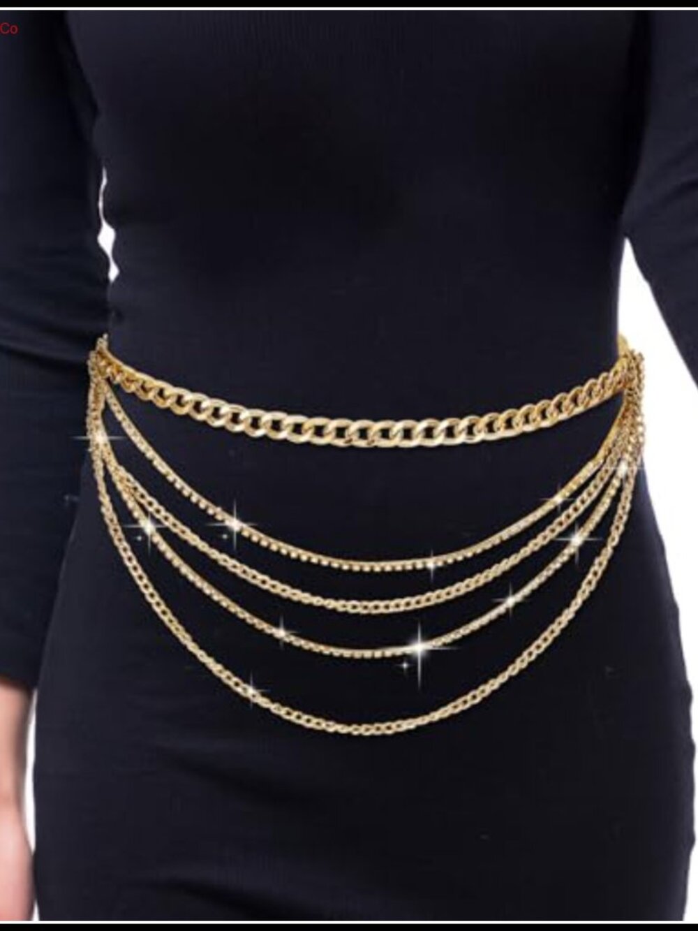 Layered Sparkly Rhinestone Chain Belt Adjustable Bohemian Waist Belt